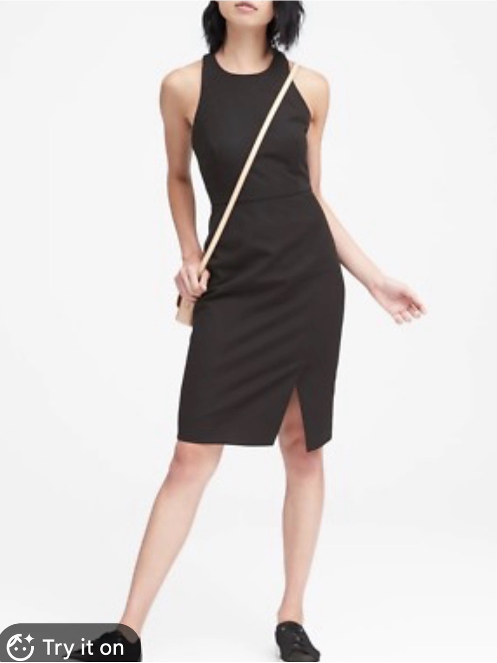 NEW Banana Republic Black Sleeveless Midi Dress with Front Slit- size 10P